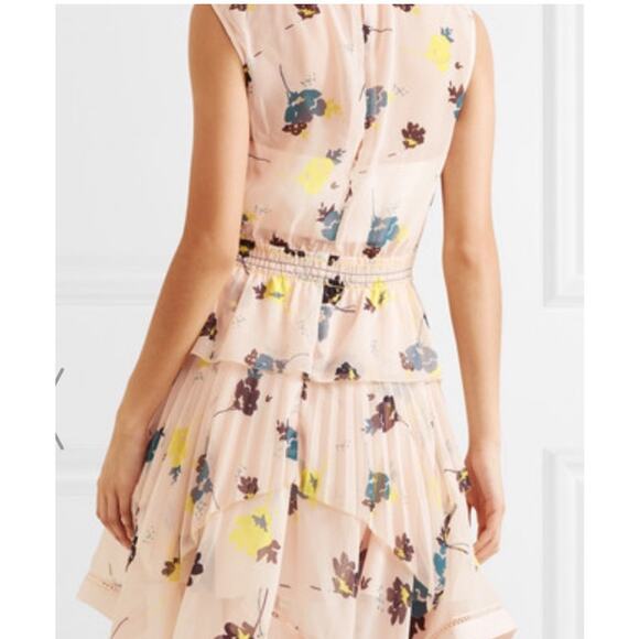 Self-Portrait Graphic Print Floral Dress Blush Pink NEW Size 6 - Picture 4 of 12